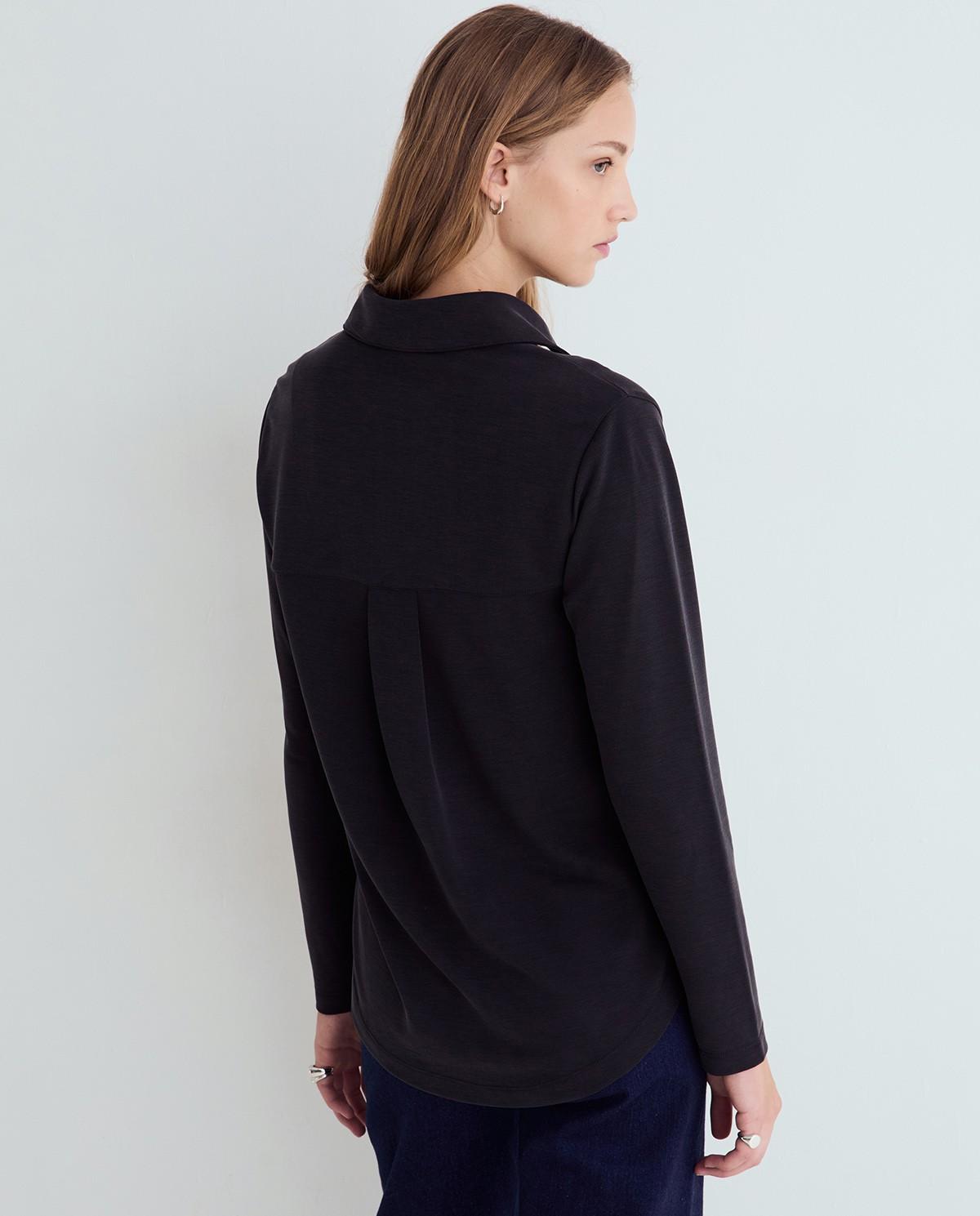 Camisa de mujer con cuello camisero - Yerse - Negro Negro-4