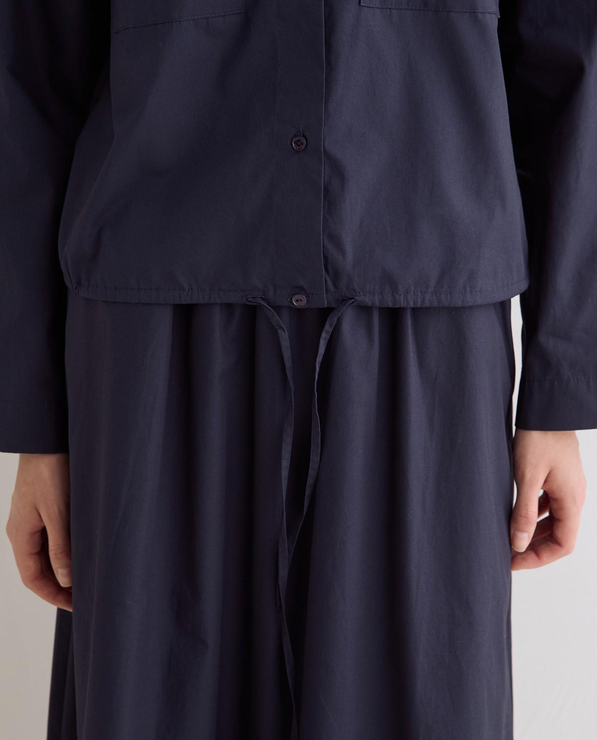 Camisa de mujer de manga larga confeccionada en popelín de algodón - Yerse - Azul oscuro Azul oscuro-3