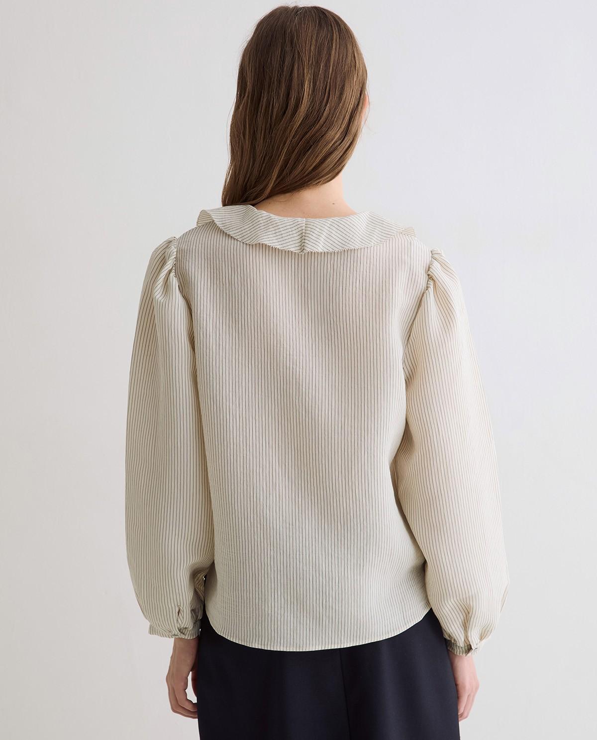 Camisa de mujer de manga larga con volantes - Yerse - Natural Natural-3