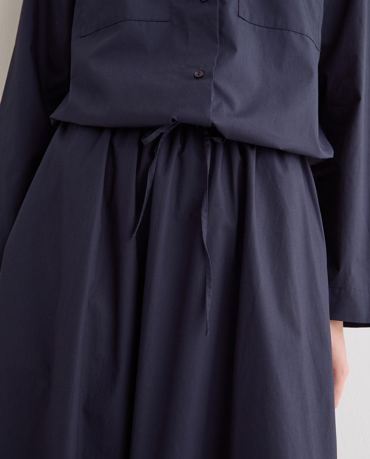 Falda midi confeccionada en popelín de algodón - Yerse - Azul oscuro Azul oscuro-2