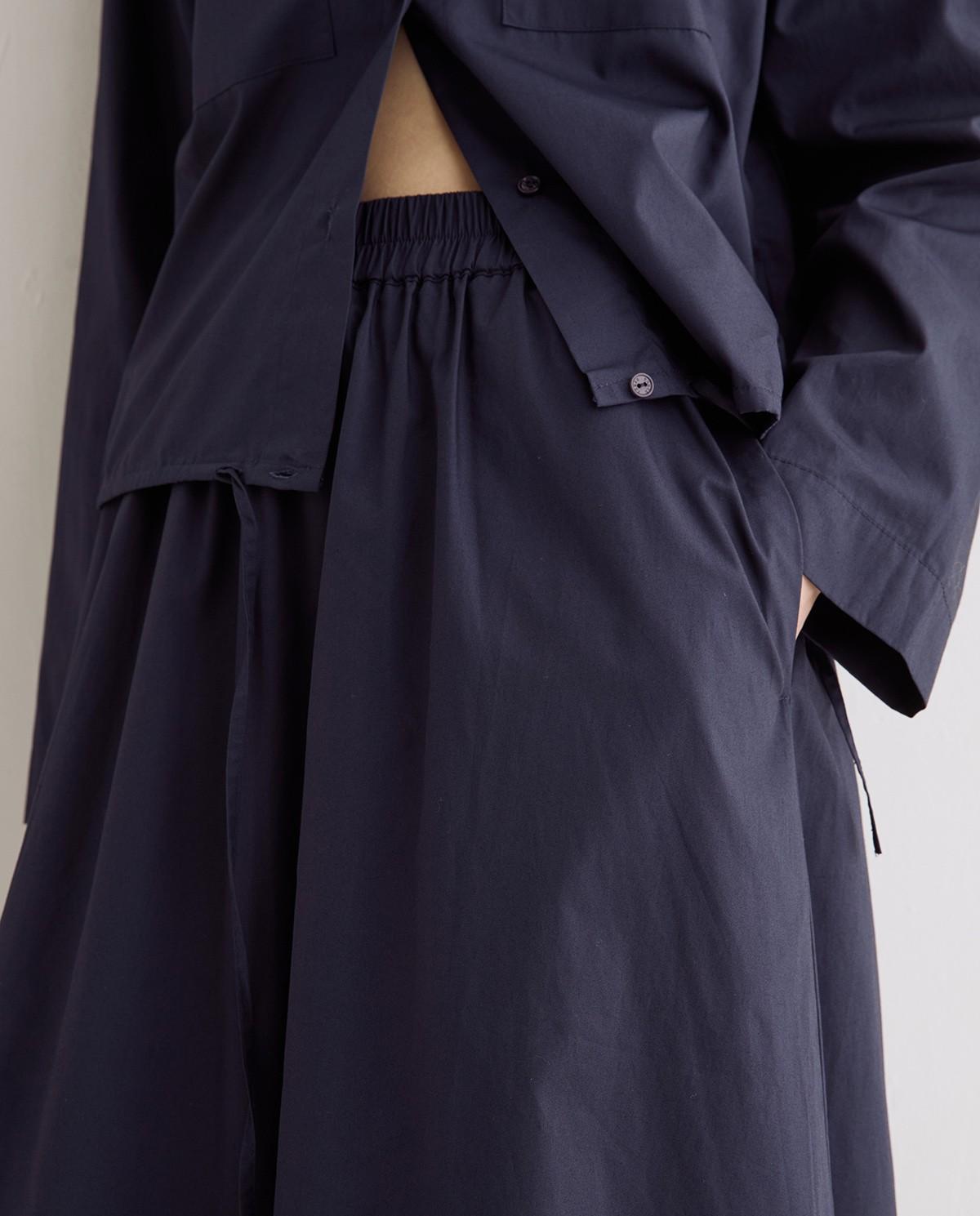 Falda midi confeccionada en popelín de algodón - Yerse - Azul oscuro Azul oscuro-4