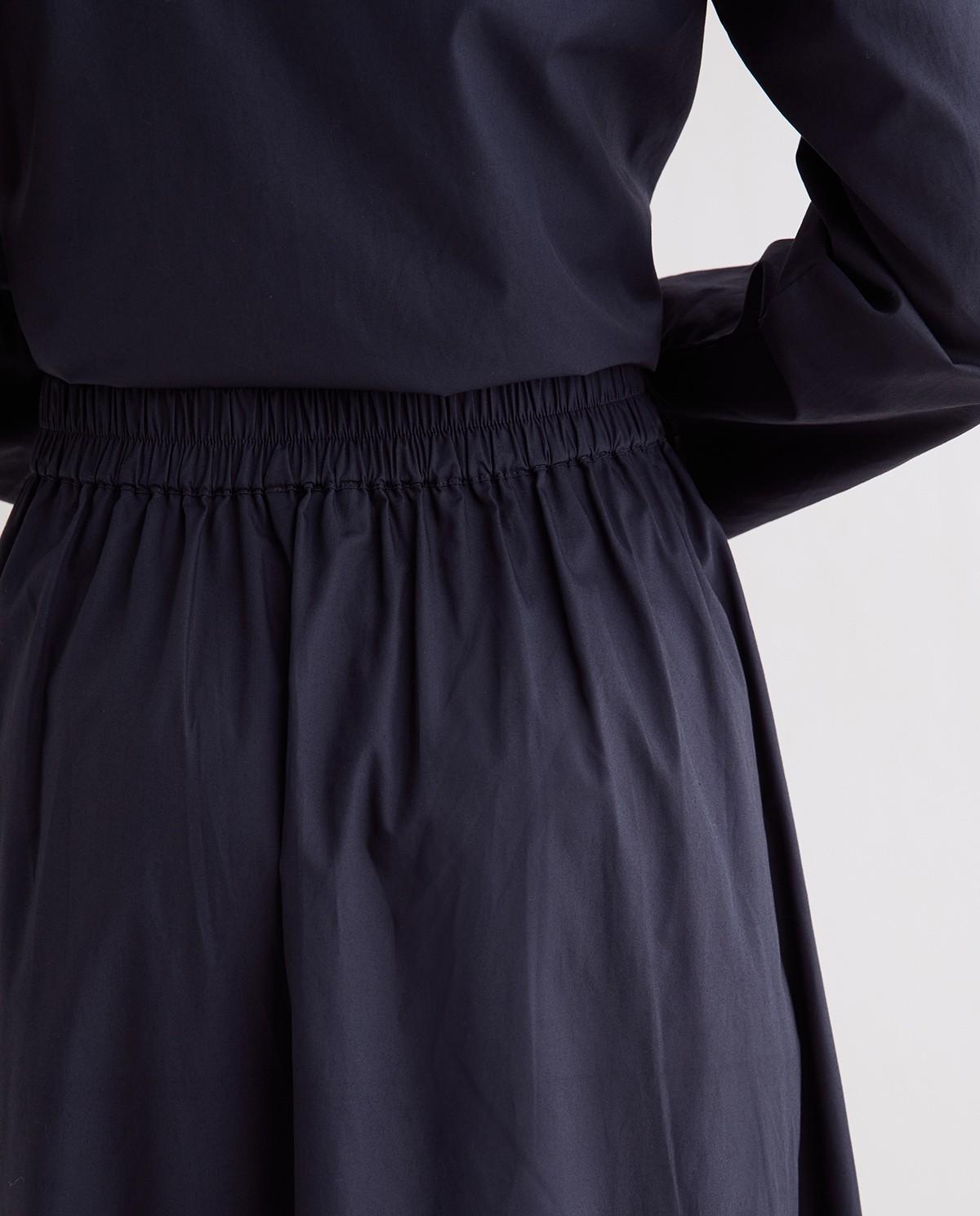 Falda midi confeccionada en popelín de algodón - Yerse - Azul oscuro Azul oscuro-5