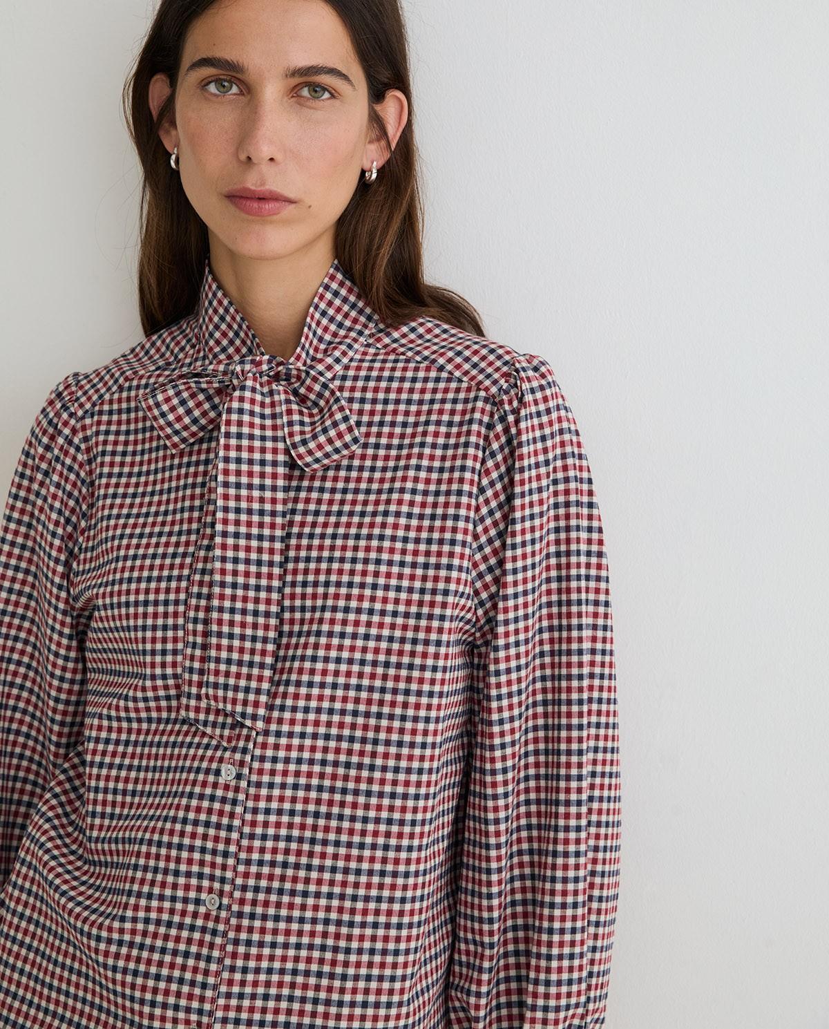 Camisa de mujer de manga larga con lazo al cuello - Yerse - Multicolor Multicolor-1