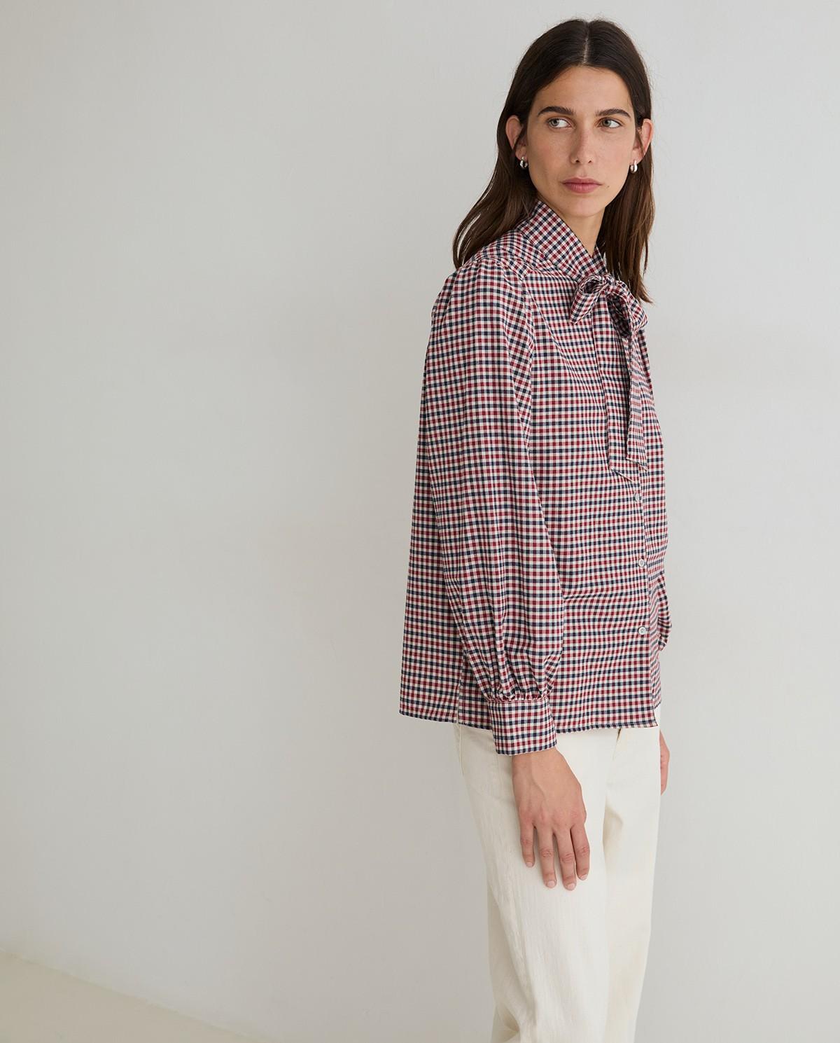 Camisa de mujer de manga larga con lazo al cuello - Yerse - Multicolor Multicolor-2