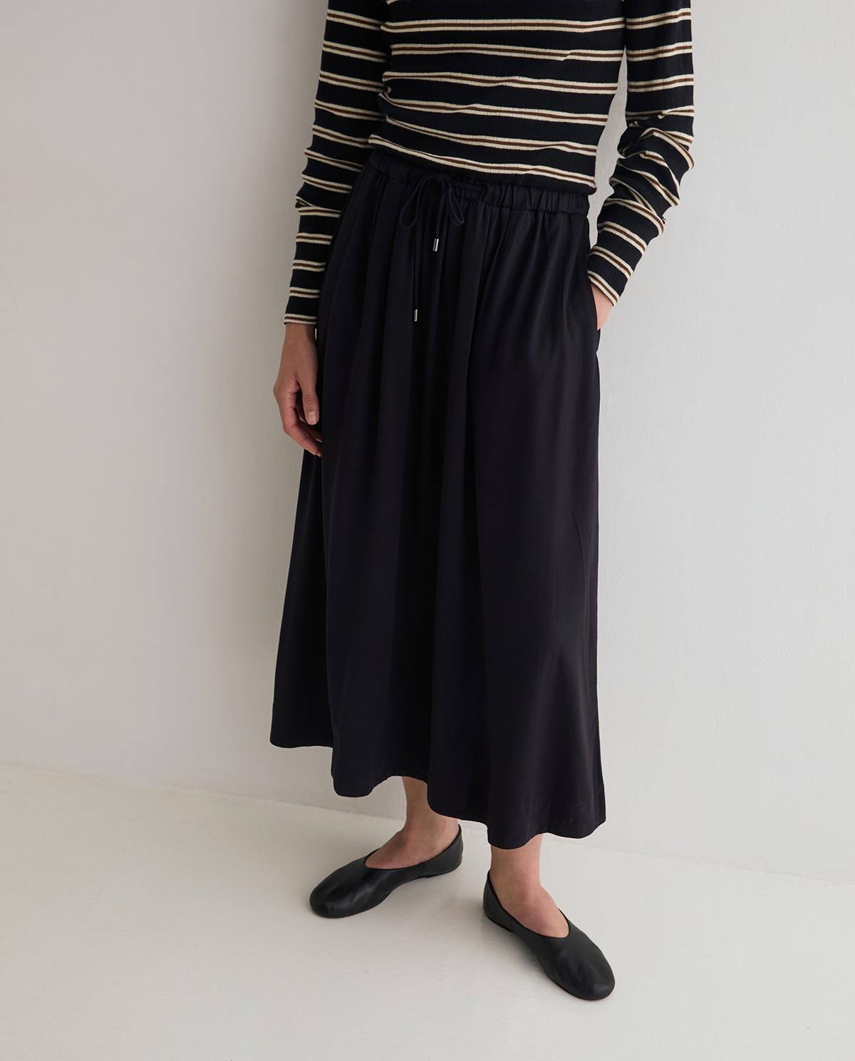 Vestido midi combinado bimateria de manga larga - Yerse - Negro Negro-4
