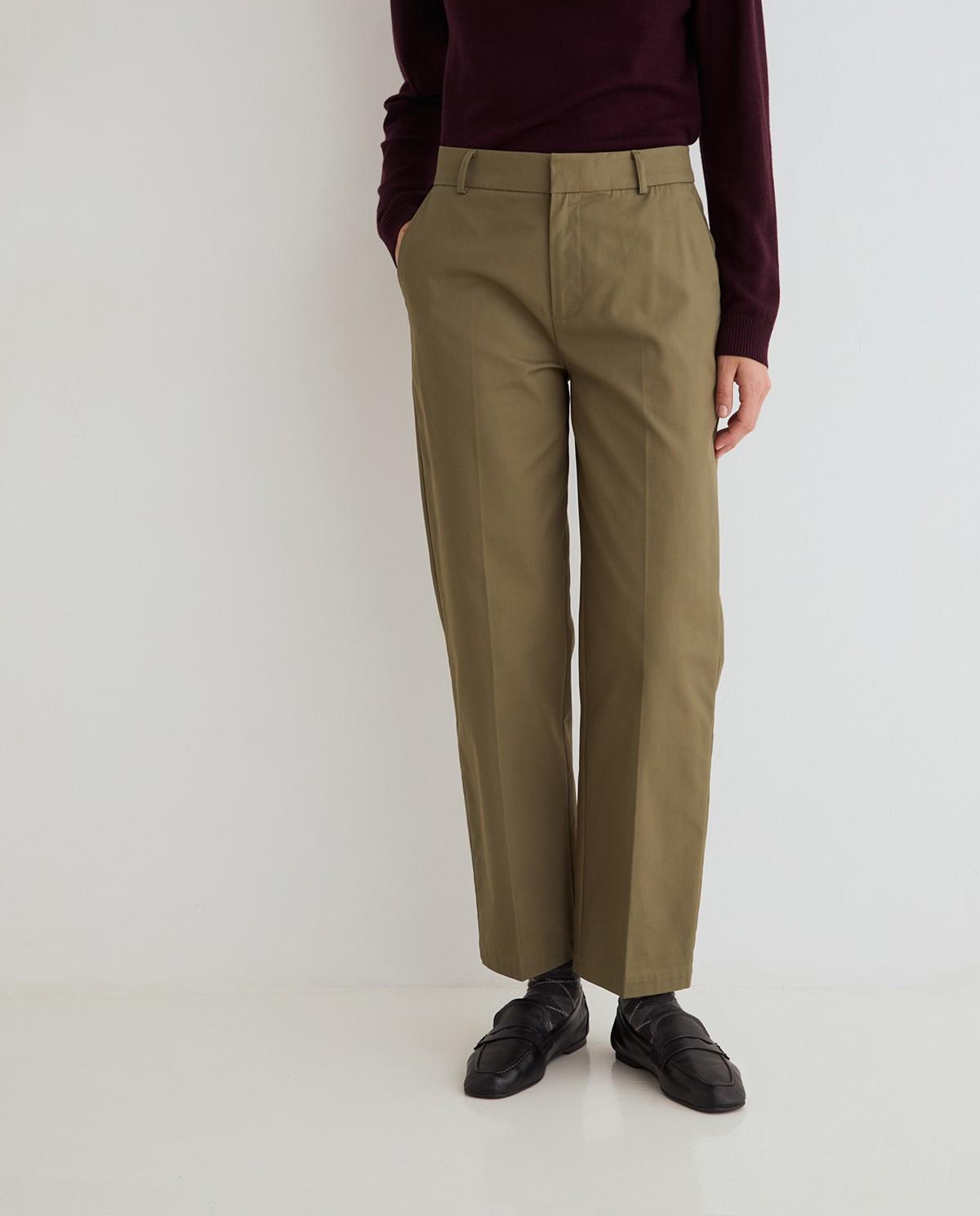 Pantalón recto de mujer algodón - Yerse - Verde Verde-2
