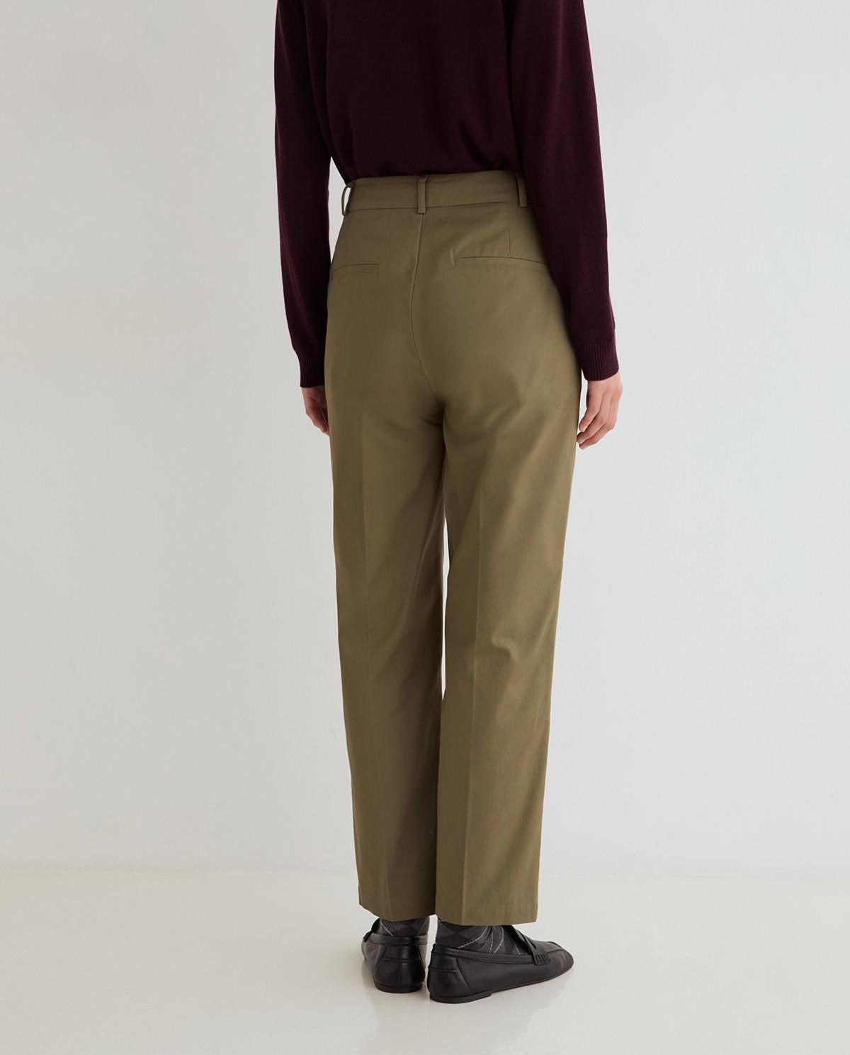 Pantalón recto de mujer algodón - Yerse - Verde Verde-4