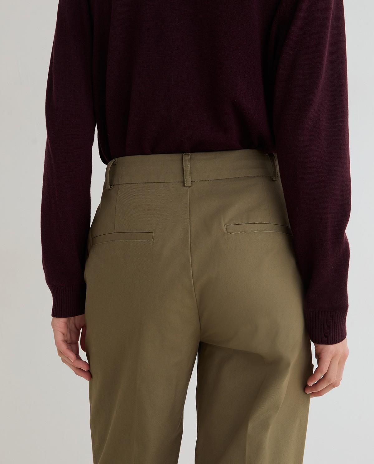 Pantalón recto de mujer algodón - Yerse - Verde Verde-5