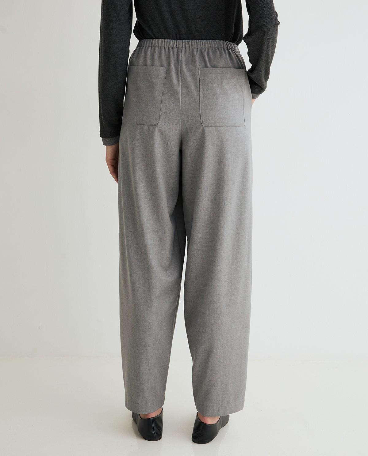 Pantalones balloon de mujer de tiro alto con cintura elástica ajustable - Yerse - Gris Gris-4