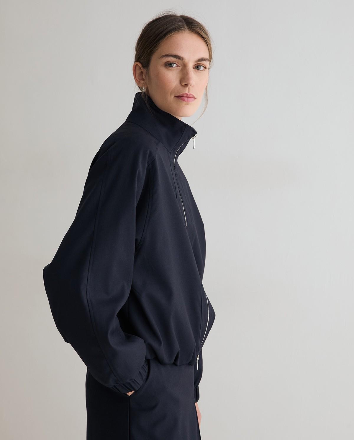Chaqueta bomber de mujer con cuello subido - Yerse - Azul marino Azul marino-2