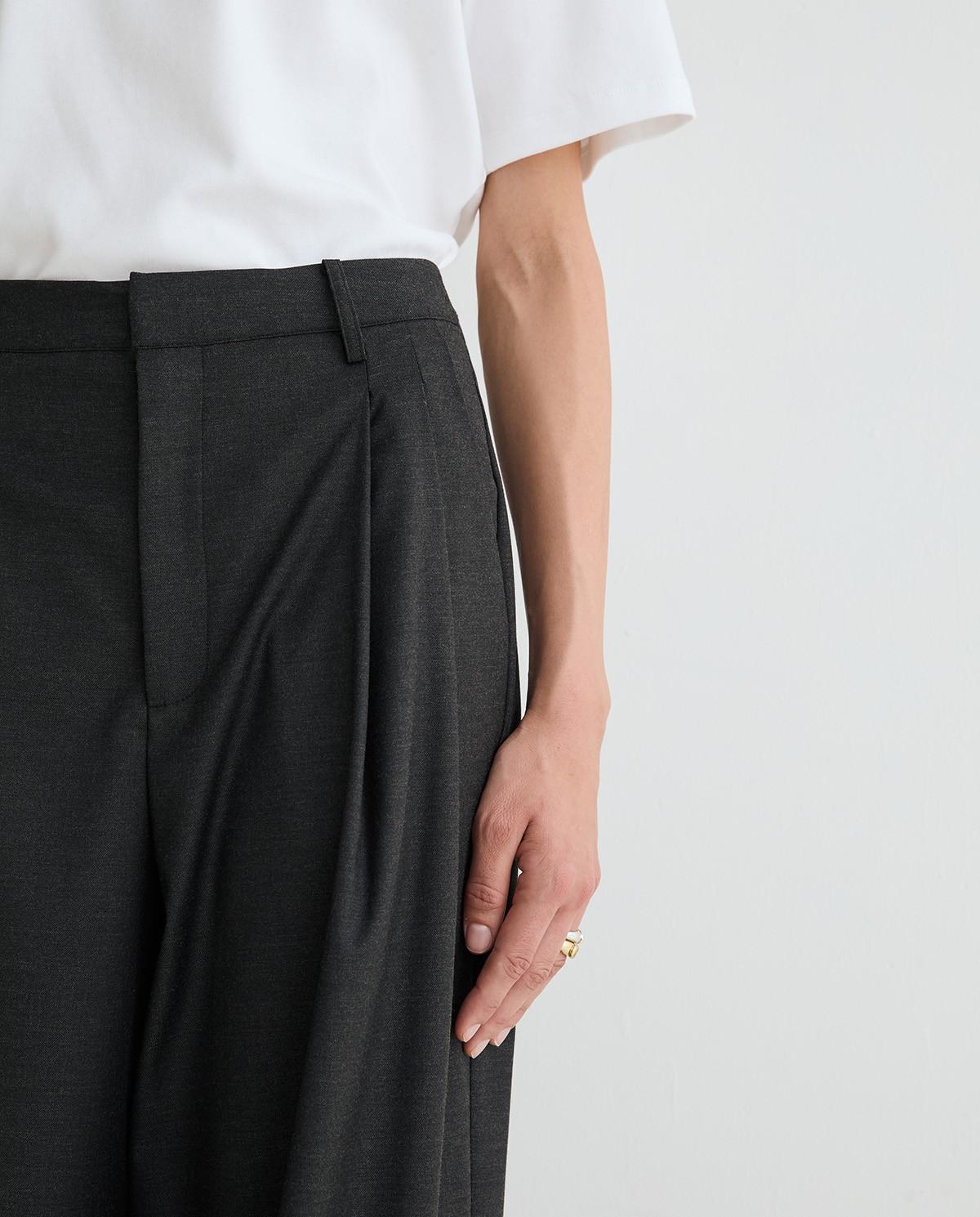 Pantalones de mujer de vestir estructura wide leg - Yerse - Gris Gris-2