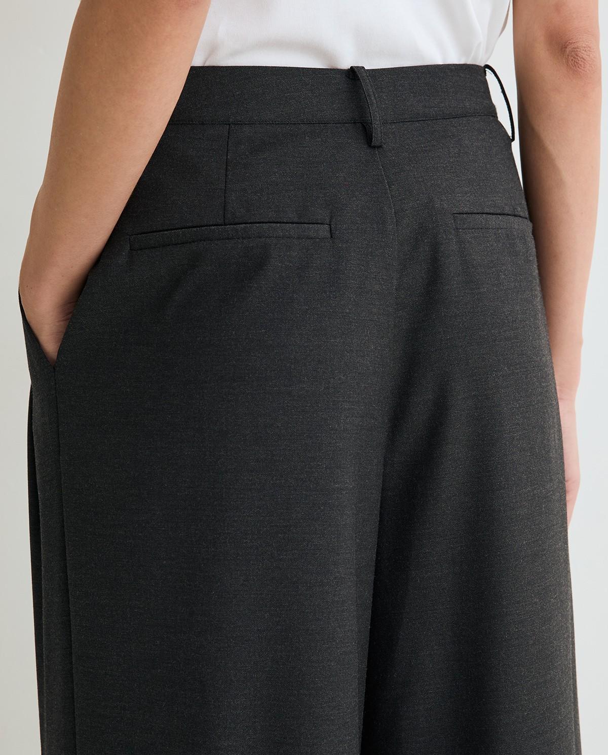 Pantalones de mujer de vestir estructura wide leg - Yerse - Gris Gris-4