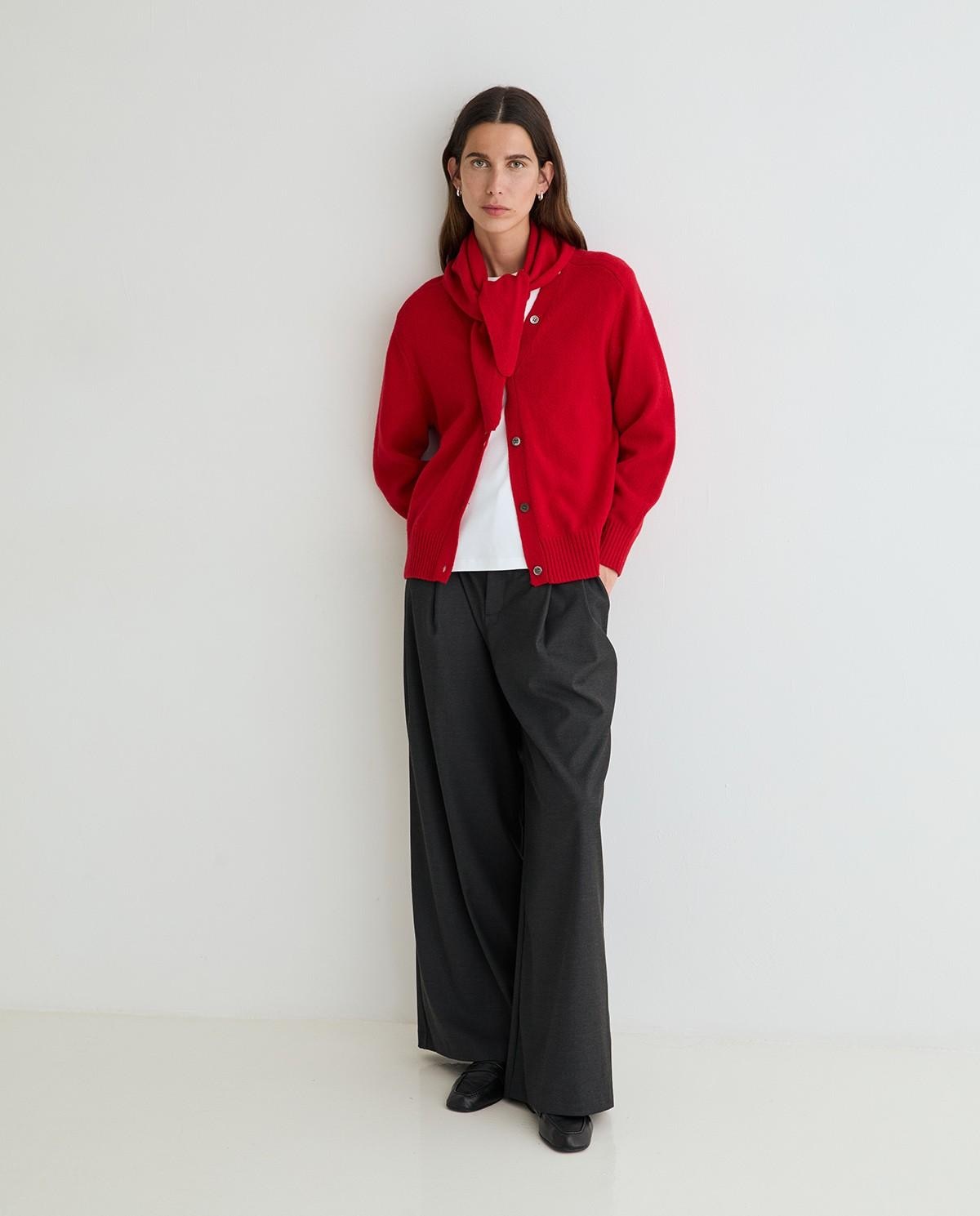Pantalones de mujer de vestir estructura wide leg - Yerse - Gris Gris-5