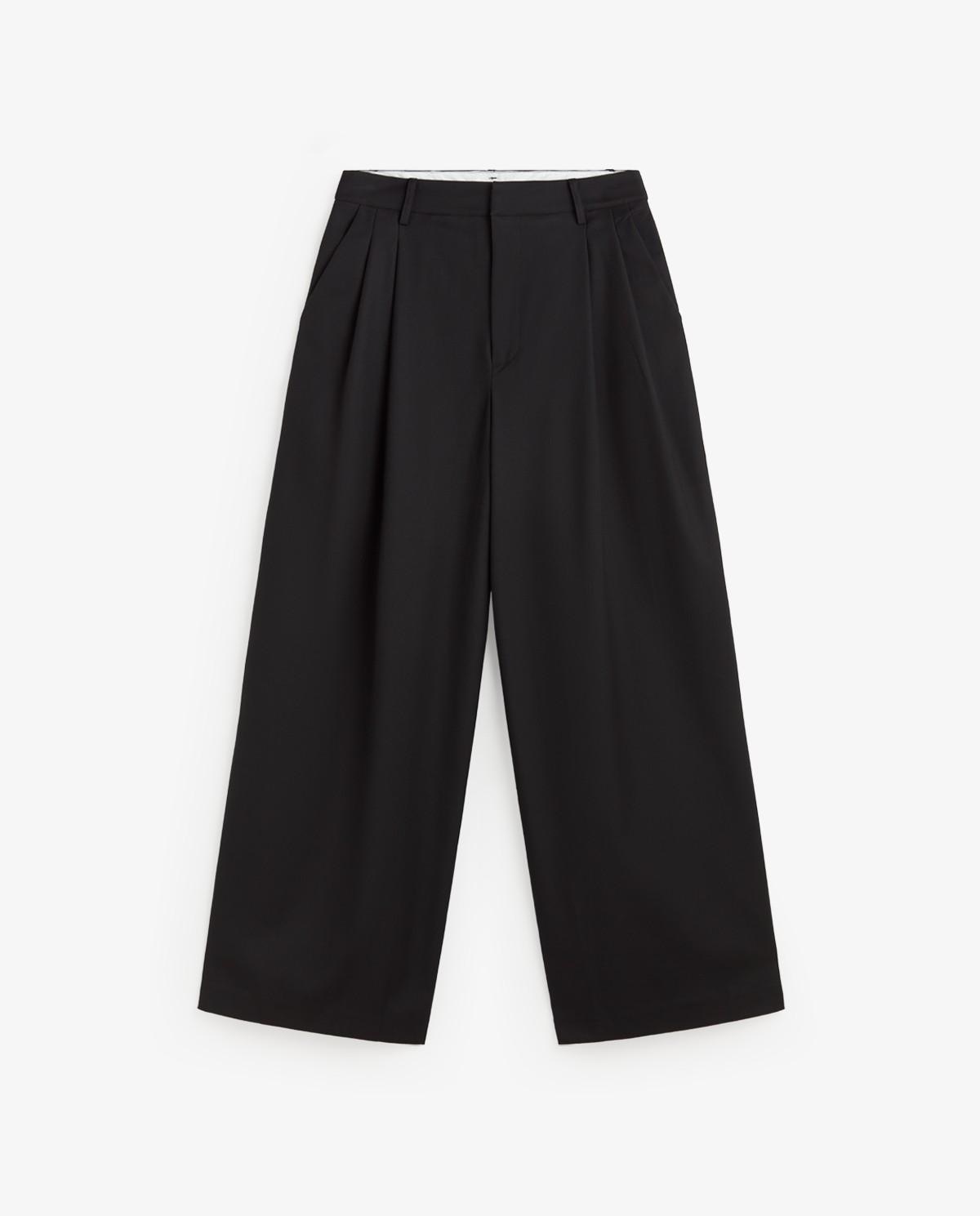 Pantalón ancho de mujer estructurado - Yerse - Negro Negro-3