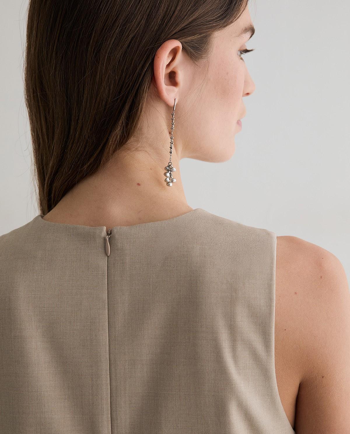 Vestido corto sin mangas con cuello redondo - Yerse - Marrón claro Marrón claro-3