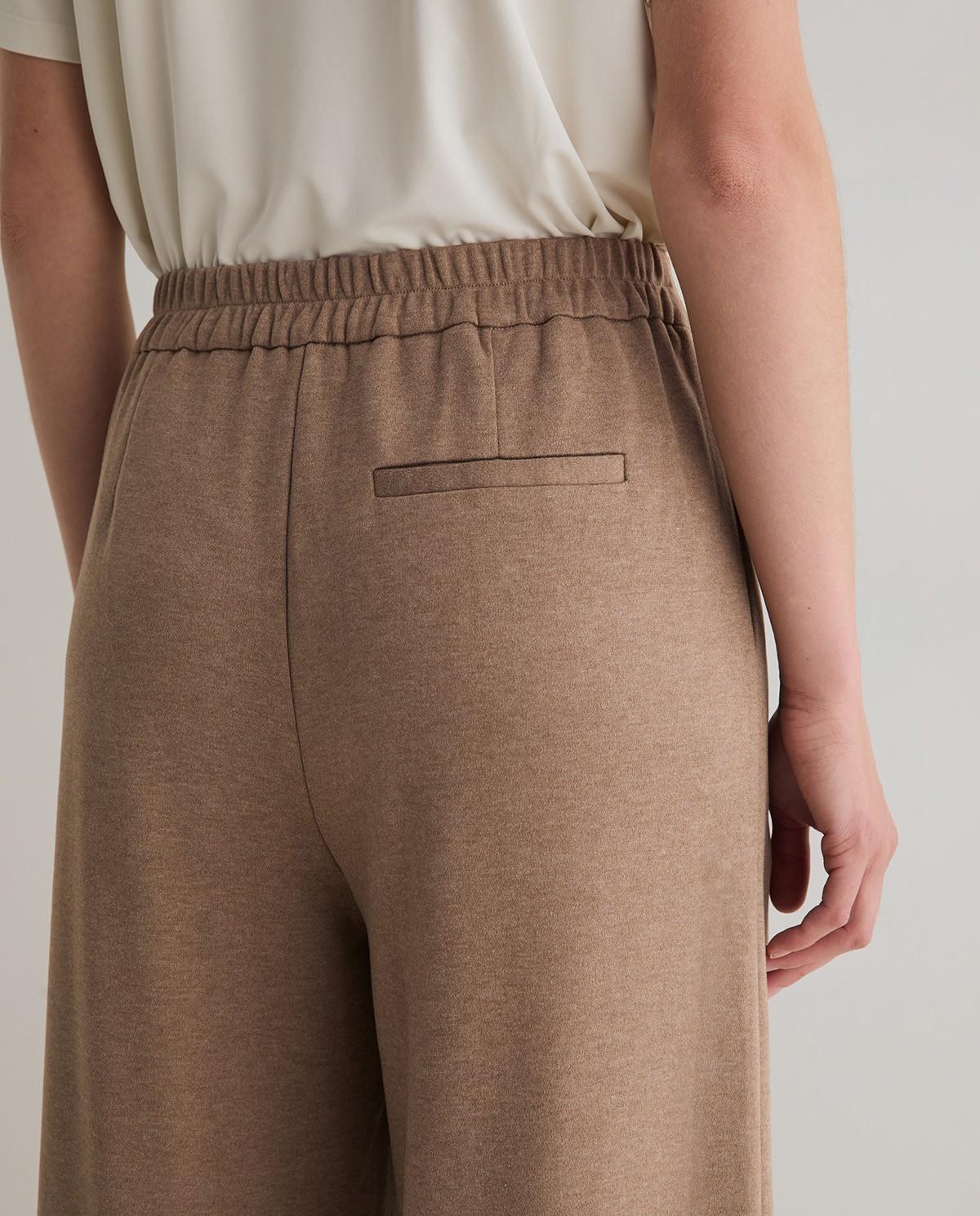 Pantalón ancho de mujer con pinzas - Yerse - Camel Camel-3