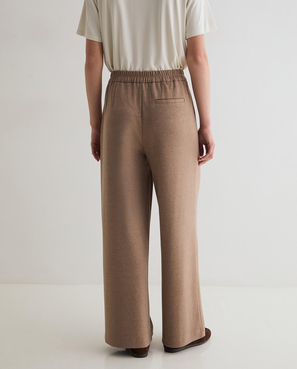 Pantalón ancho de mujer con pinzas - Yerse - Camel Camel-4
