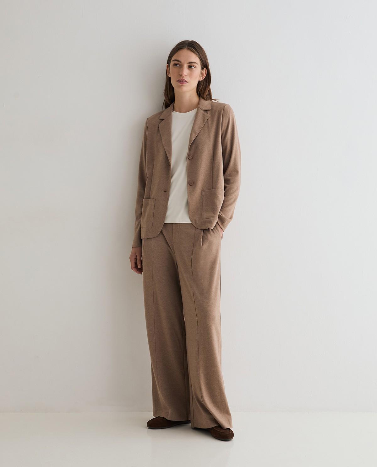 Pantalón ancho de mujer con pinzas - Yerse - Camel Camel-5