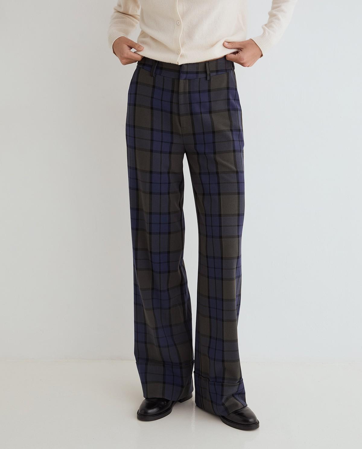 Pantalón ancho de mujer traje de tiro medio - Yerse - Multicolor Multicolor-2