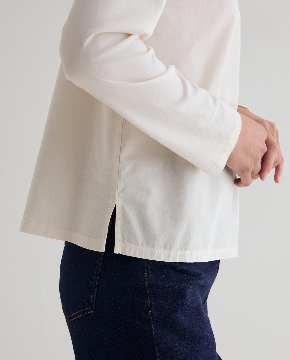 Blusa de mujer con bordados en contraste - Yerse - Natural Natural-3
