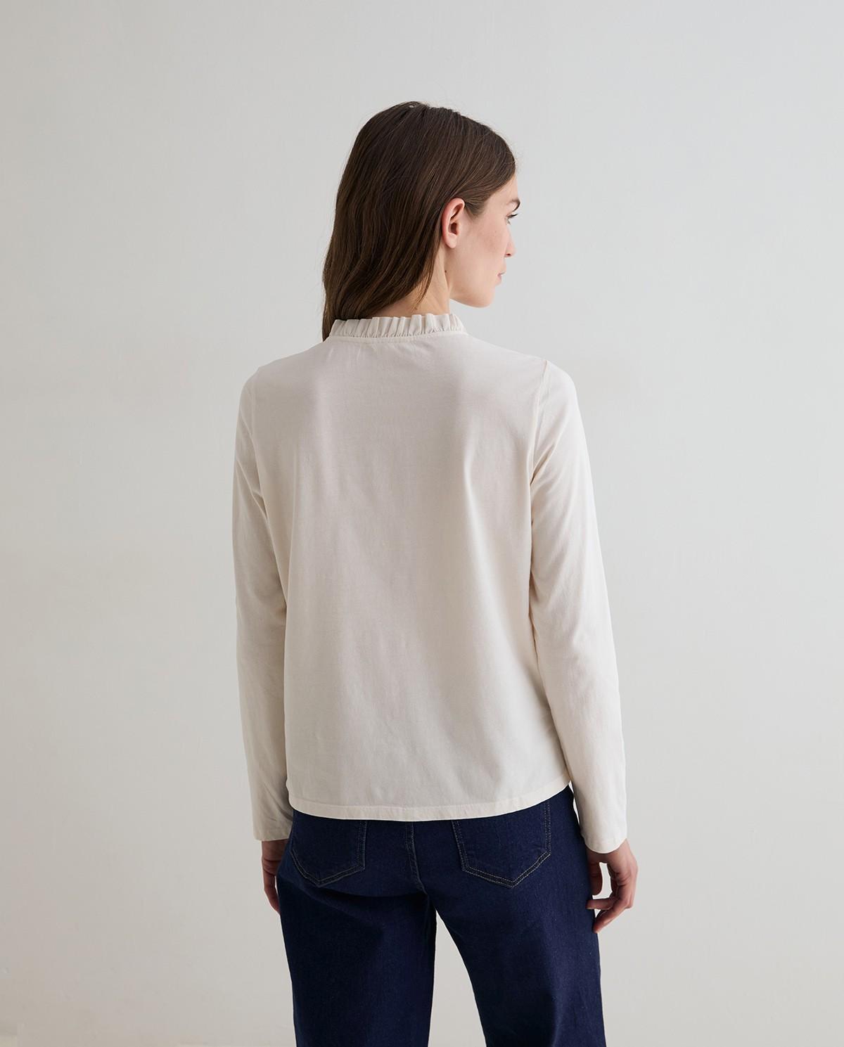 Blusa de mujer con bordados en contraste - Yerse - Natural Natural-4