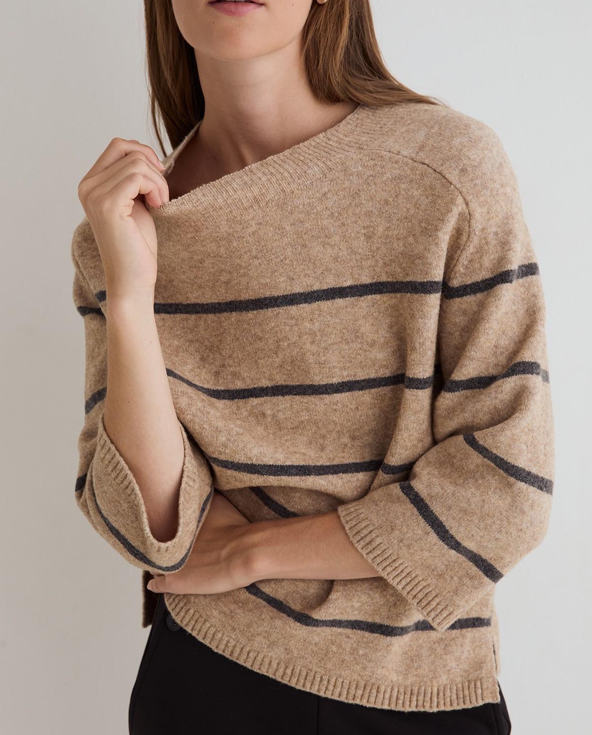 Imagen 1 de Jersey de punto grueso de mujer con escote redondo - Yerse - Beige Beige