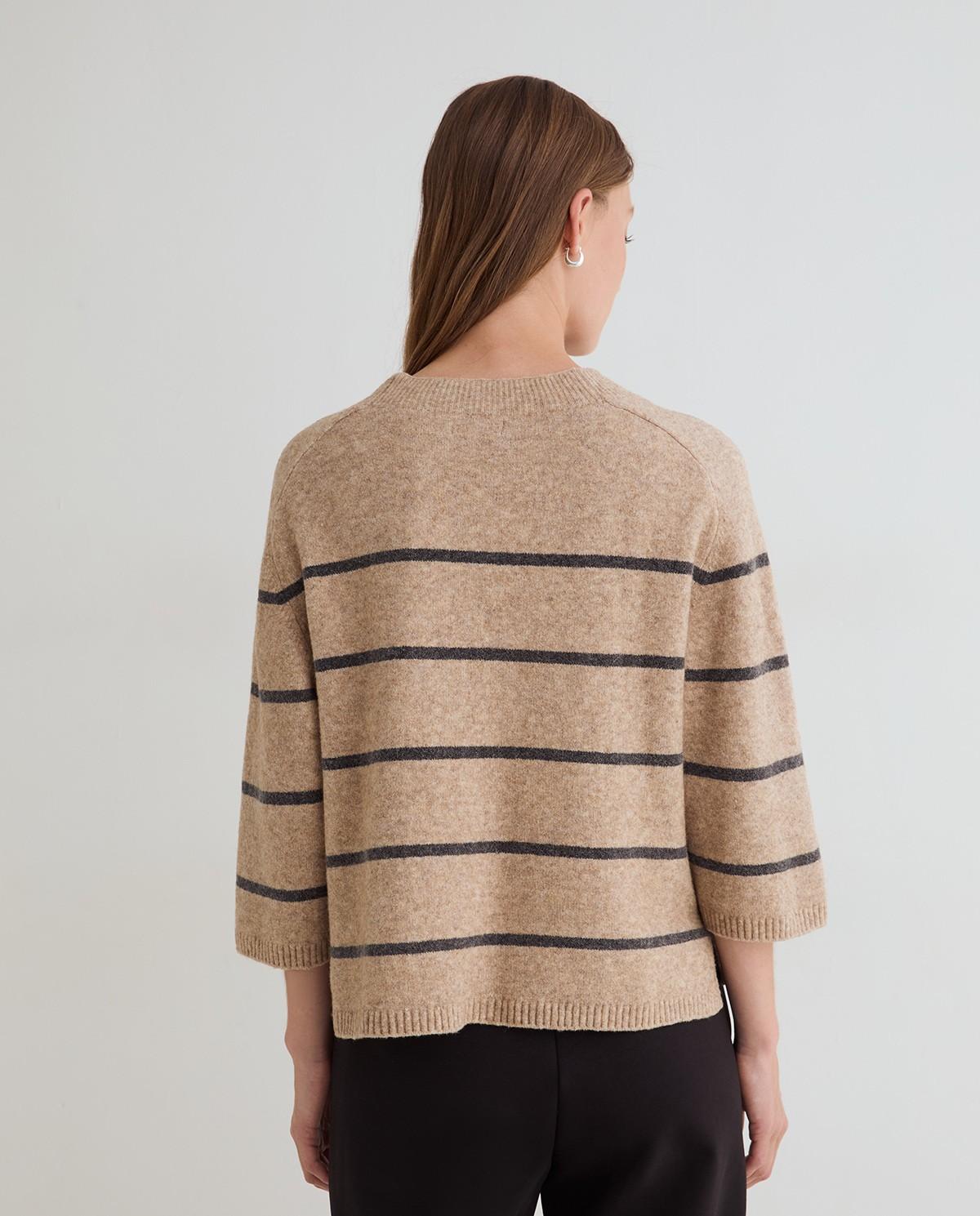 Imagen 3 de Jersey de punto grueso de mujer con escote redondo - Yerse - Beige Beige