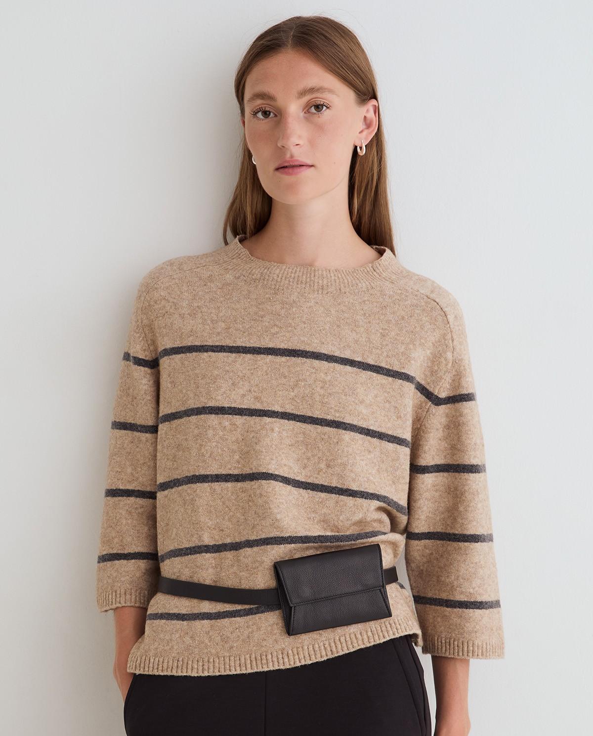 Imagen 4 de Jersey de punto grueso de mujer con escote redondo - Yerse - Beige Beige