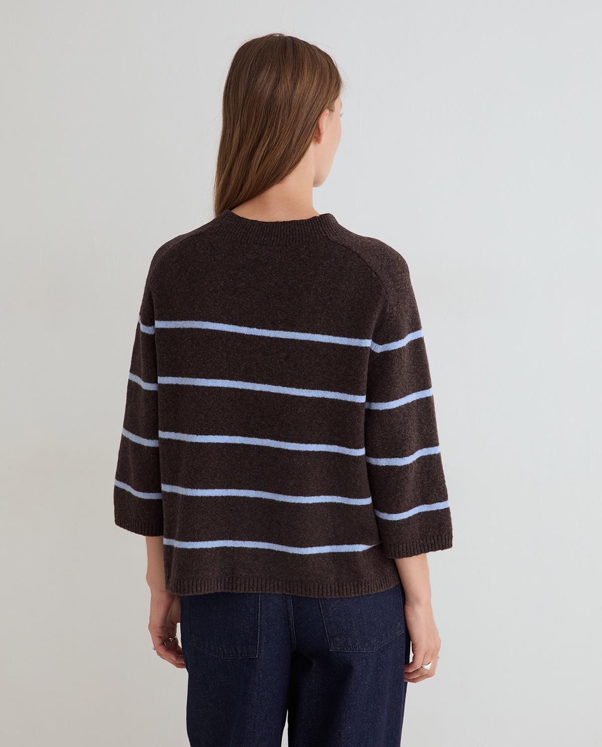 Imagen 4 de Jersey de punto grueso de mujer con escote redondo - Yerse - Marrón oscuro Marrón oscuro
