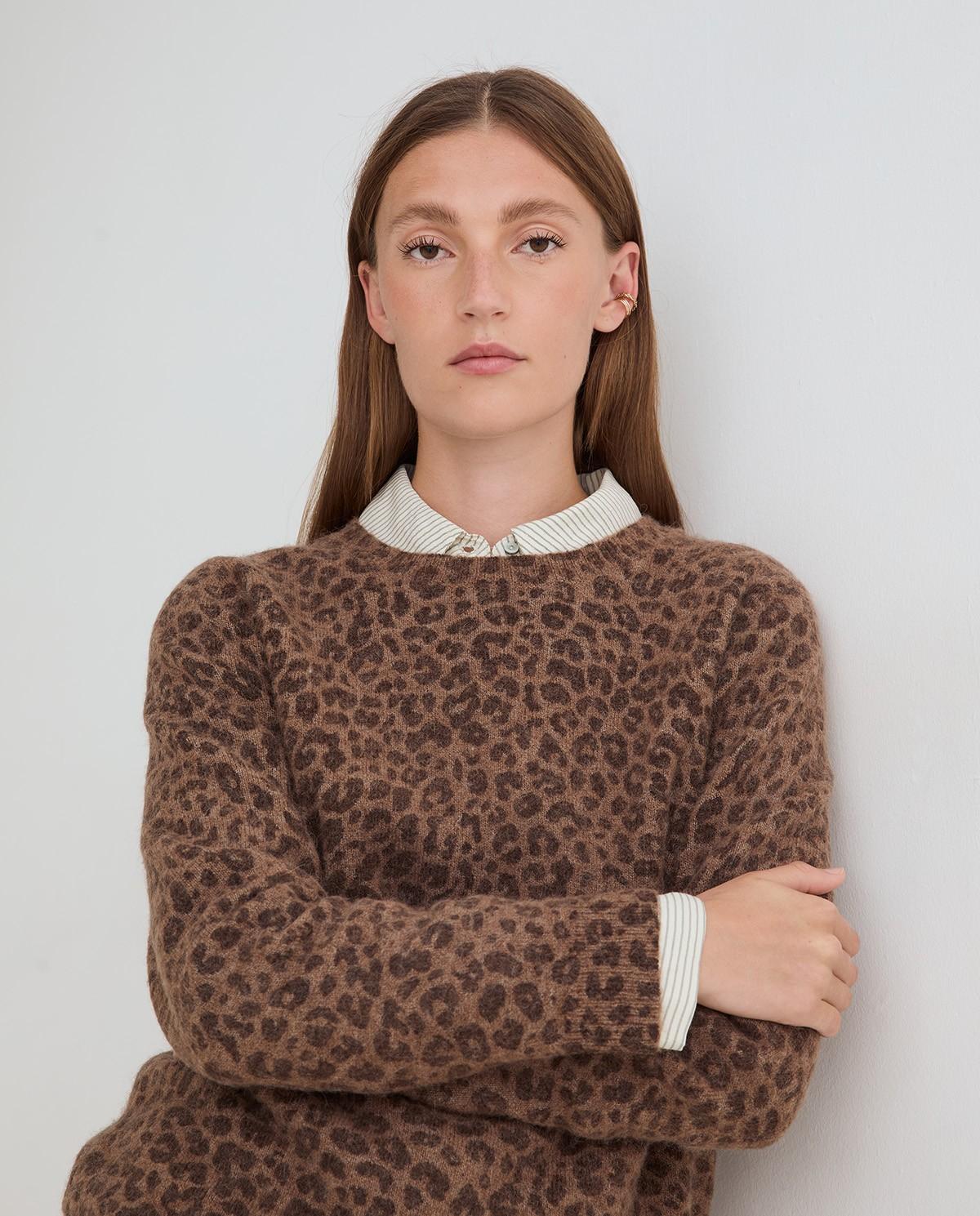 Imagen 1 de Jersey de punto de mujer de cuello redondo - Yerse - Marrón oscuro Marrón oscuro