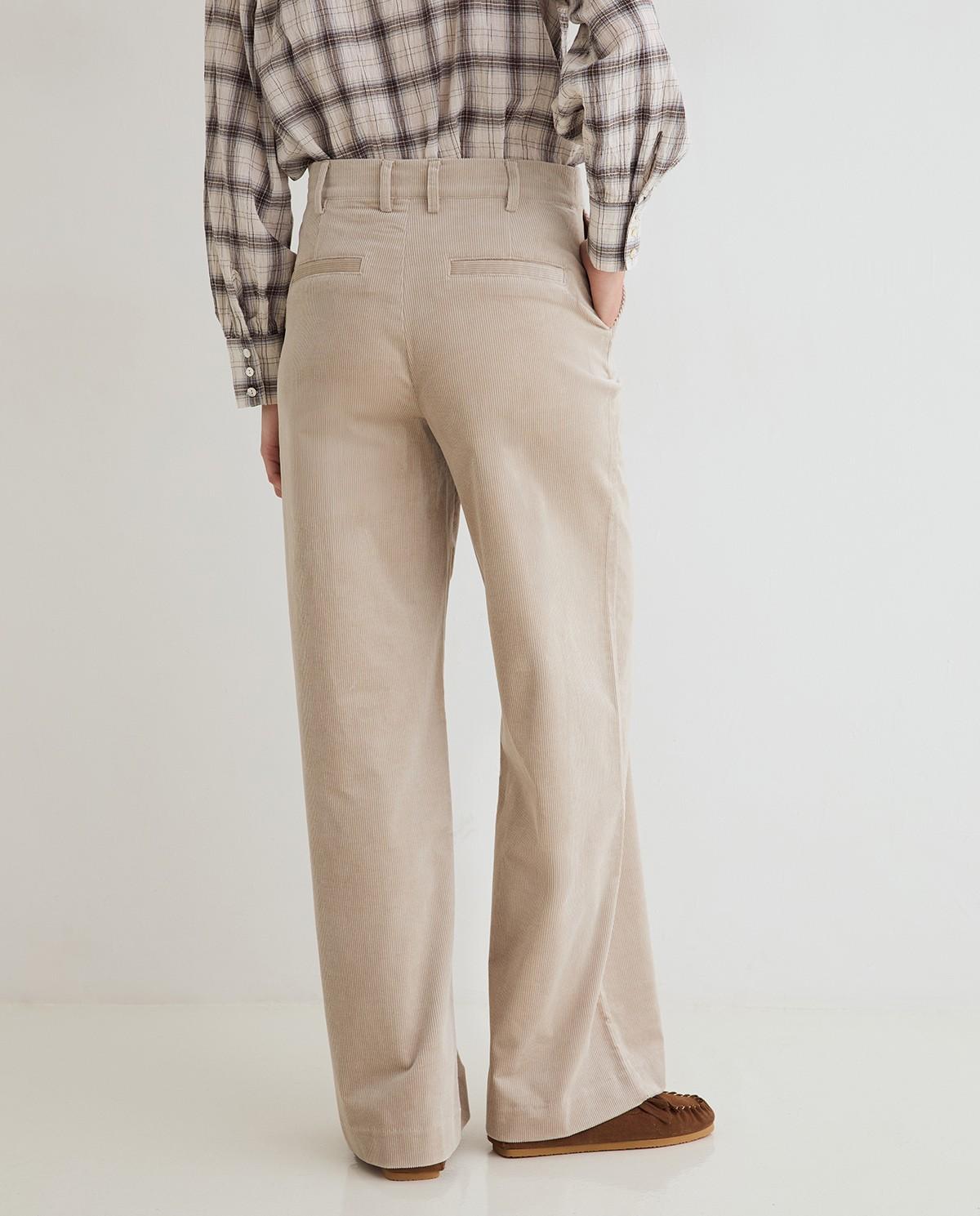Pantalón de pana ancho de mujer tiro medio - Yerse - Gris Gris-4