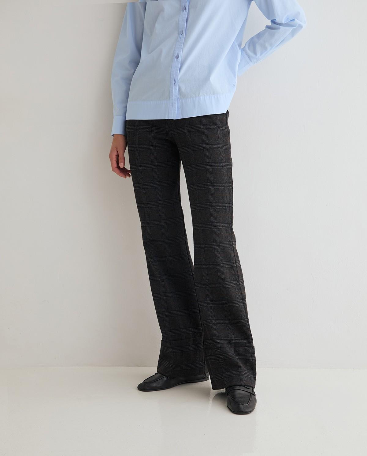 Imagen 0 de Pantalón ancho de mujer de punto con jacquard Gris oscuro