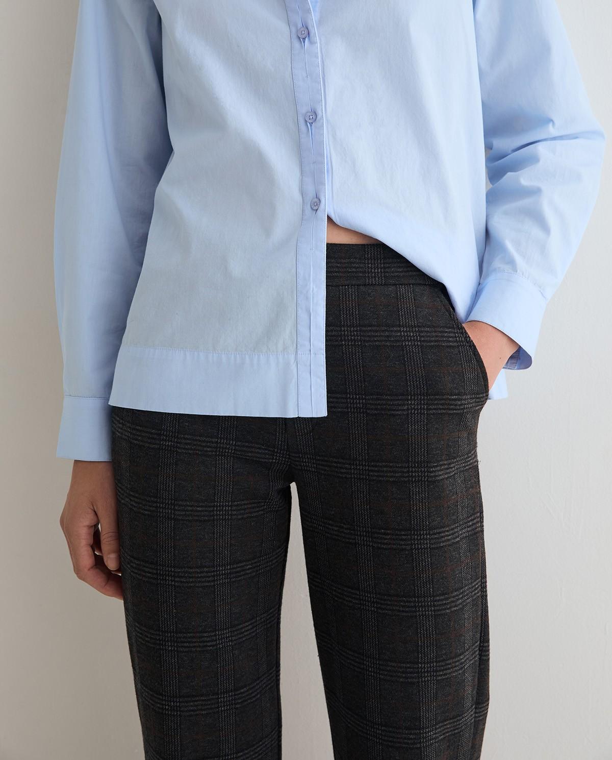 Pantalón ancho de mujer de punto con jacquard - Yerse - Gris oscuro Gris oscuro-2