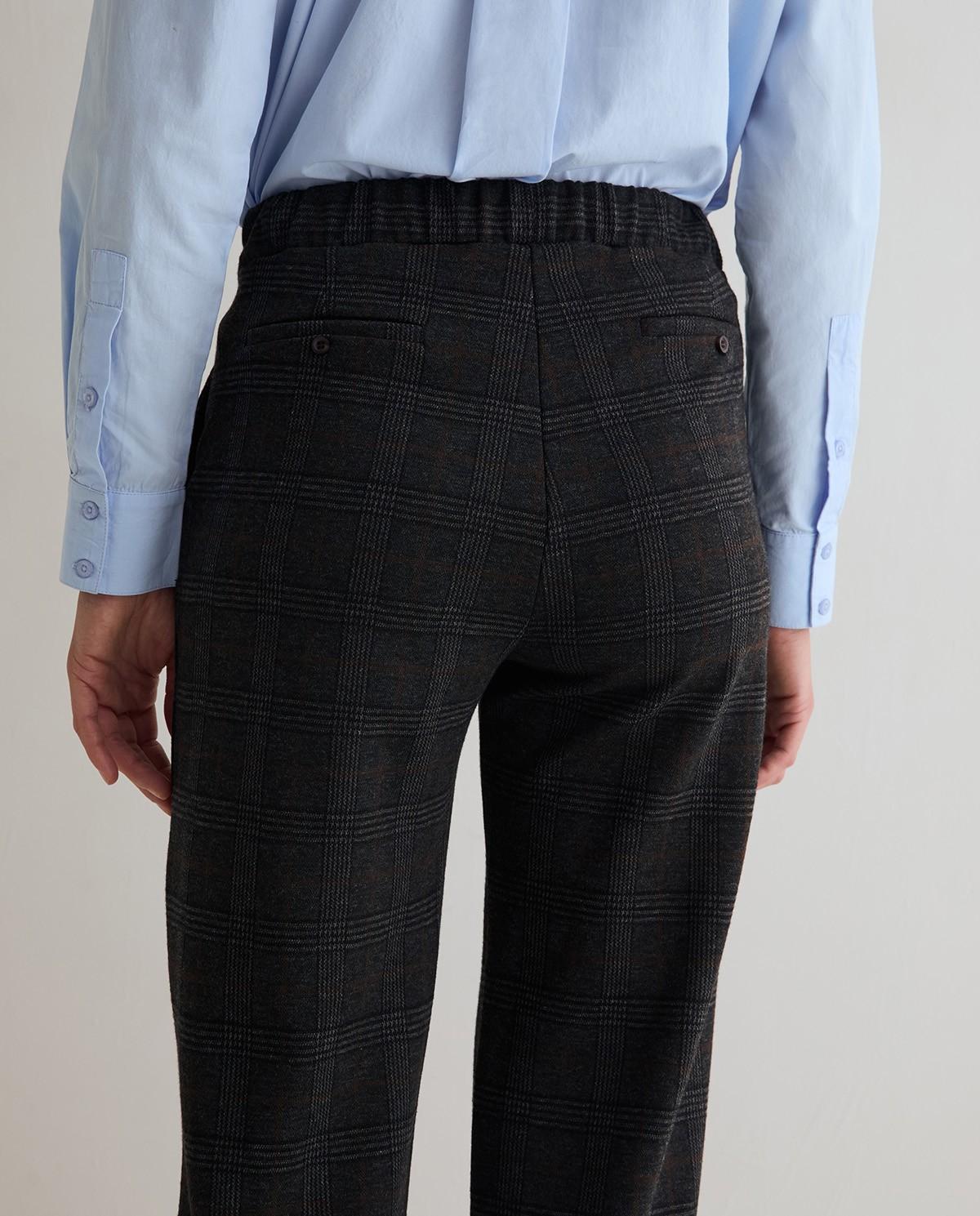 Pantalón ancho de mujer de punto con jacquard - Yerse - Gris oscuro Gris oscuro-3