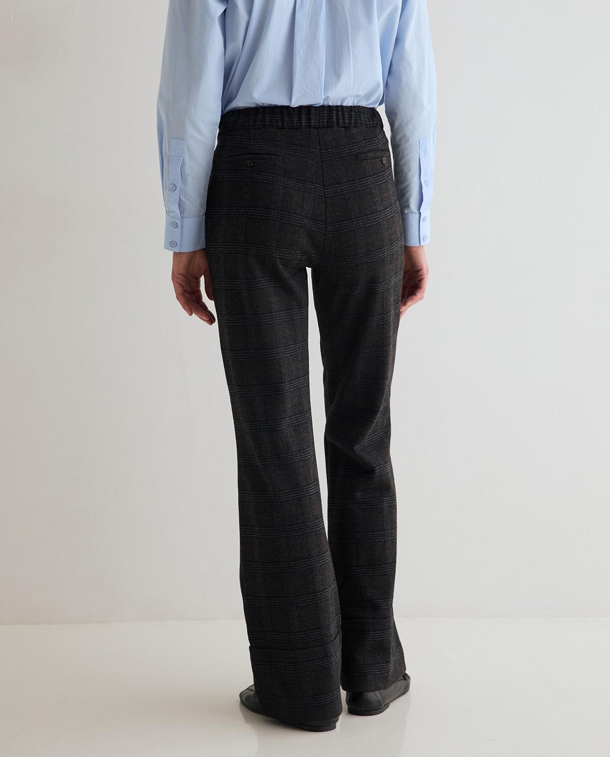 Pantalón ancho de mujer de punto con jacquard - Yerse - Gris oscuro Gris oscuro-4