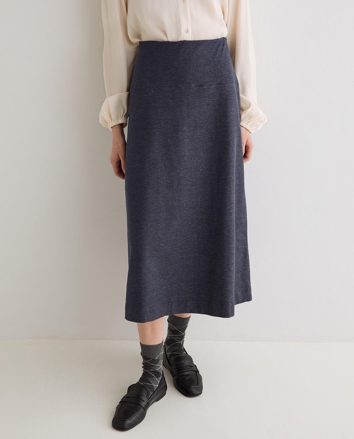 Falda midi efecto denim - Yerse - Azul oscuro Azul oscuro-2