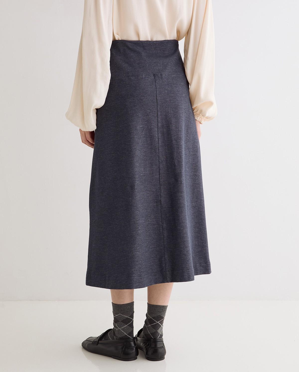 Falda midi efecto denim - Yerse - Azul oscuro Azul oscuro-3