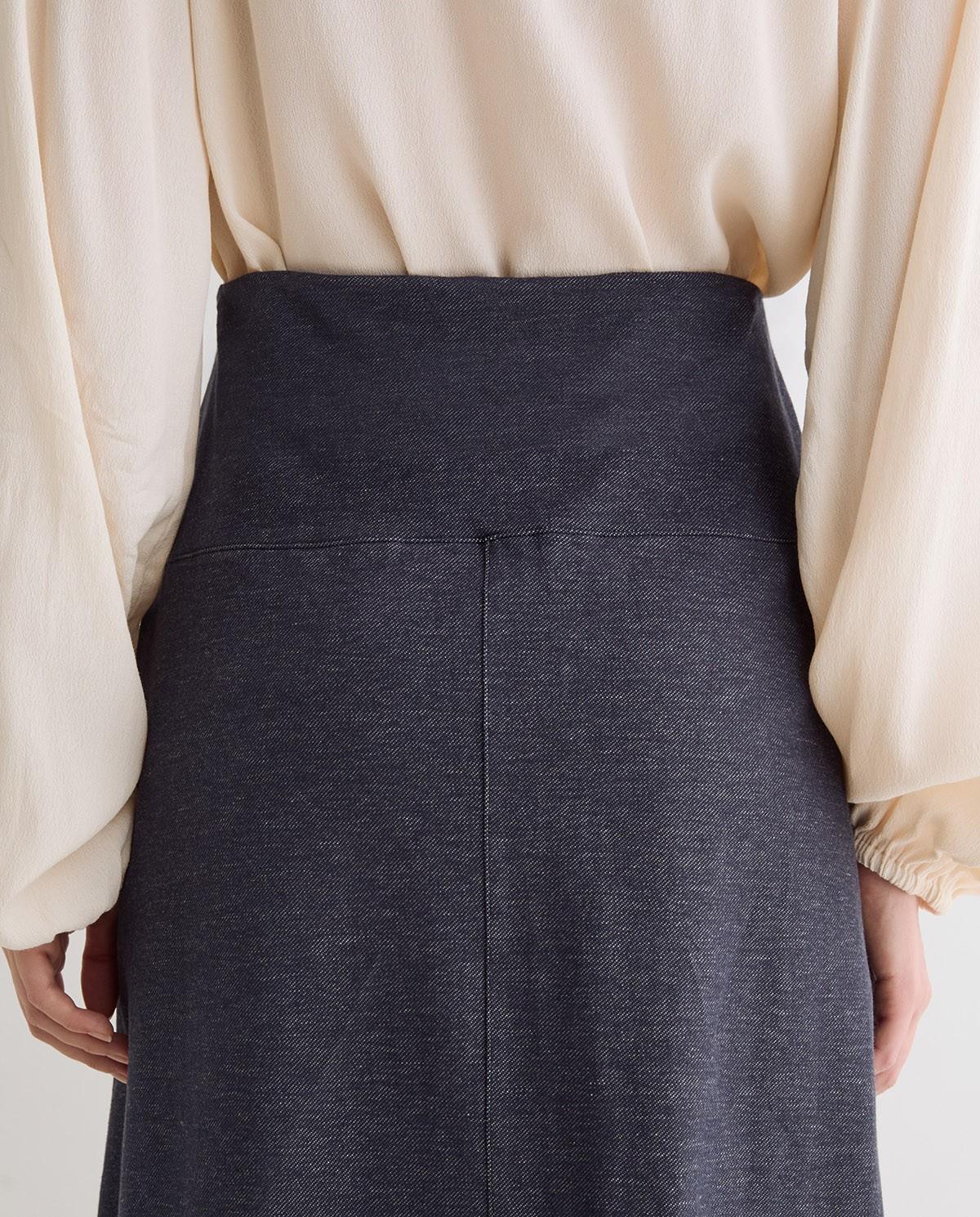 Falda midi efecto denim - Yerse - Azul oscuro Azul oscuro-4