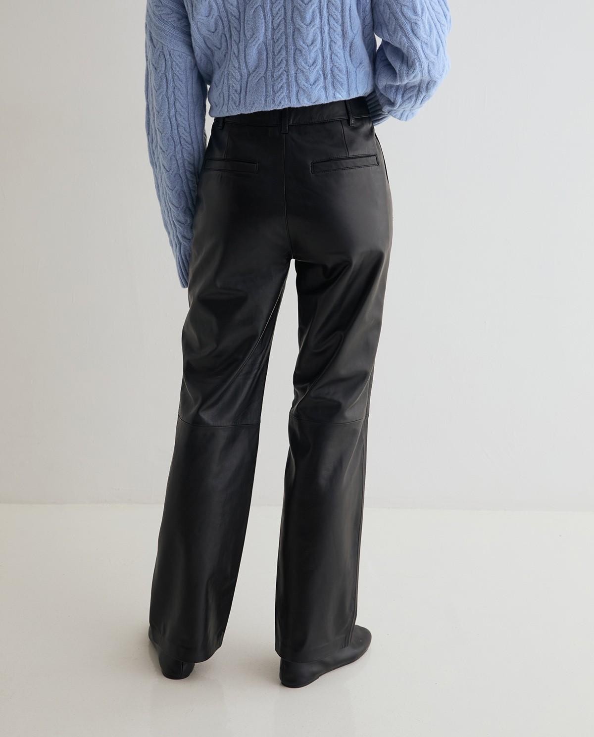 Pantalón recto de mujer piel - Yerse - Negro Negro-2