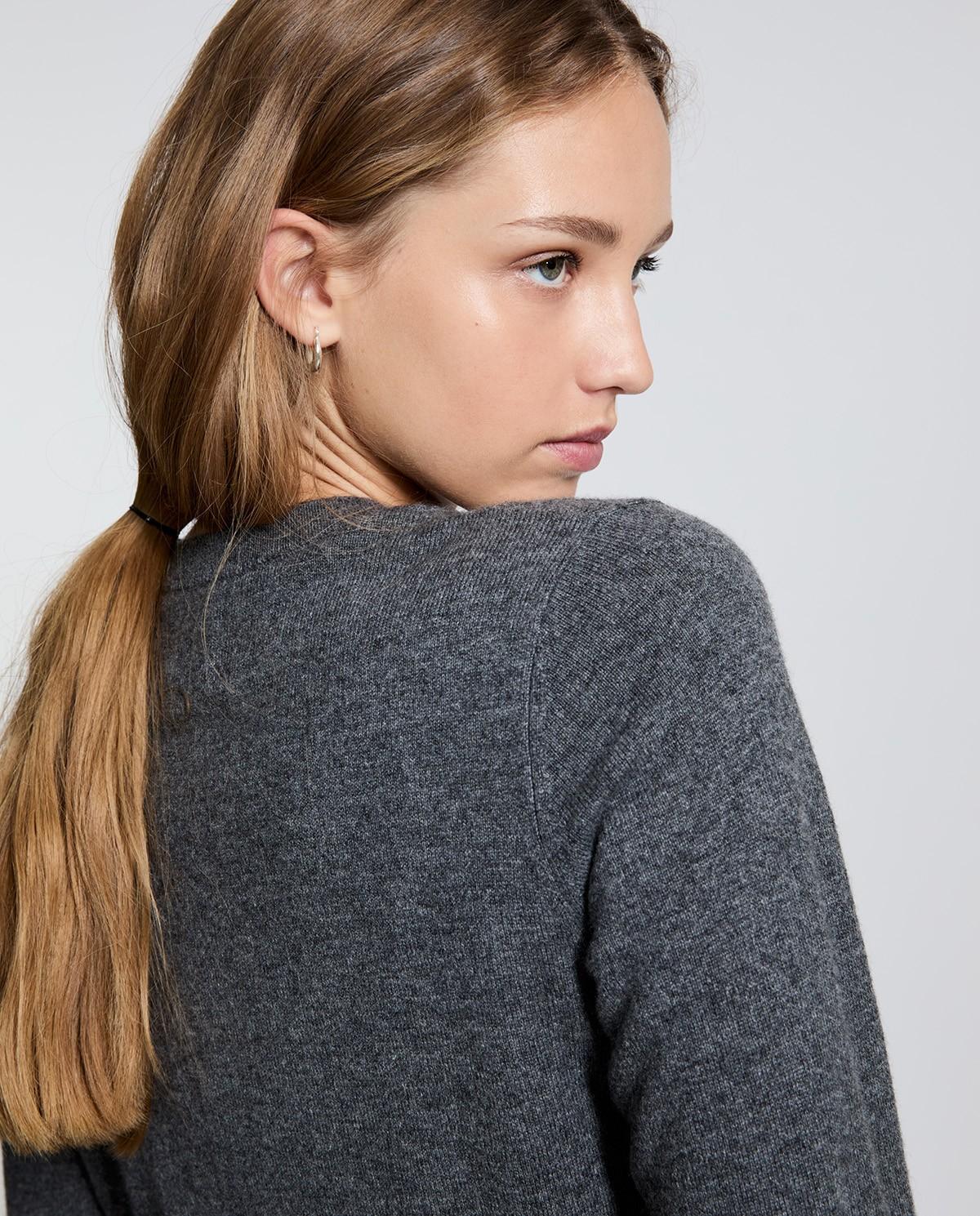 Imagen 4 de Cárdigan de mujer 100% cashmere con escote redondo - Yerse - Gris Gris
