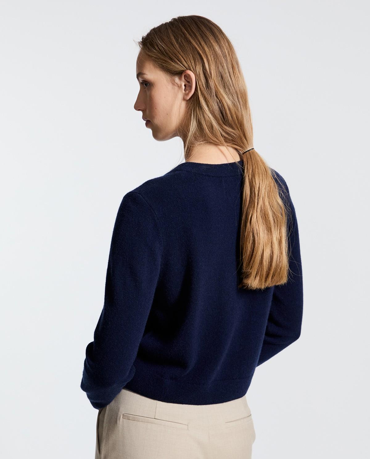 Imagen 3 de Cárdigan de mujer 100% cashmere con escote redondo - Yerse - Azul oscuro Azul oscuro