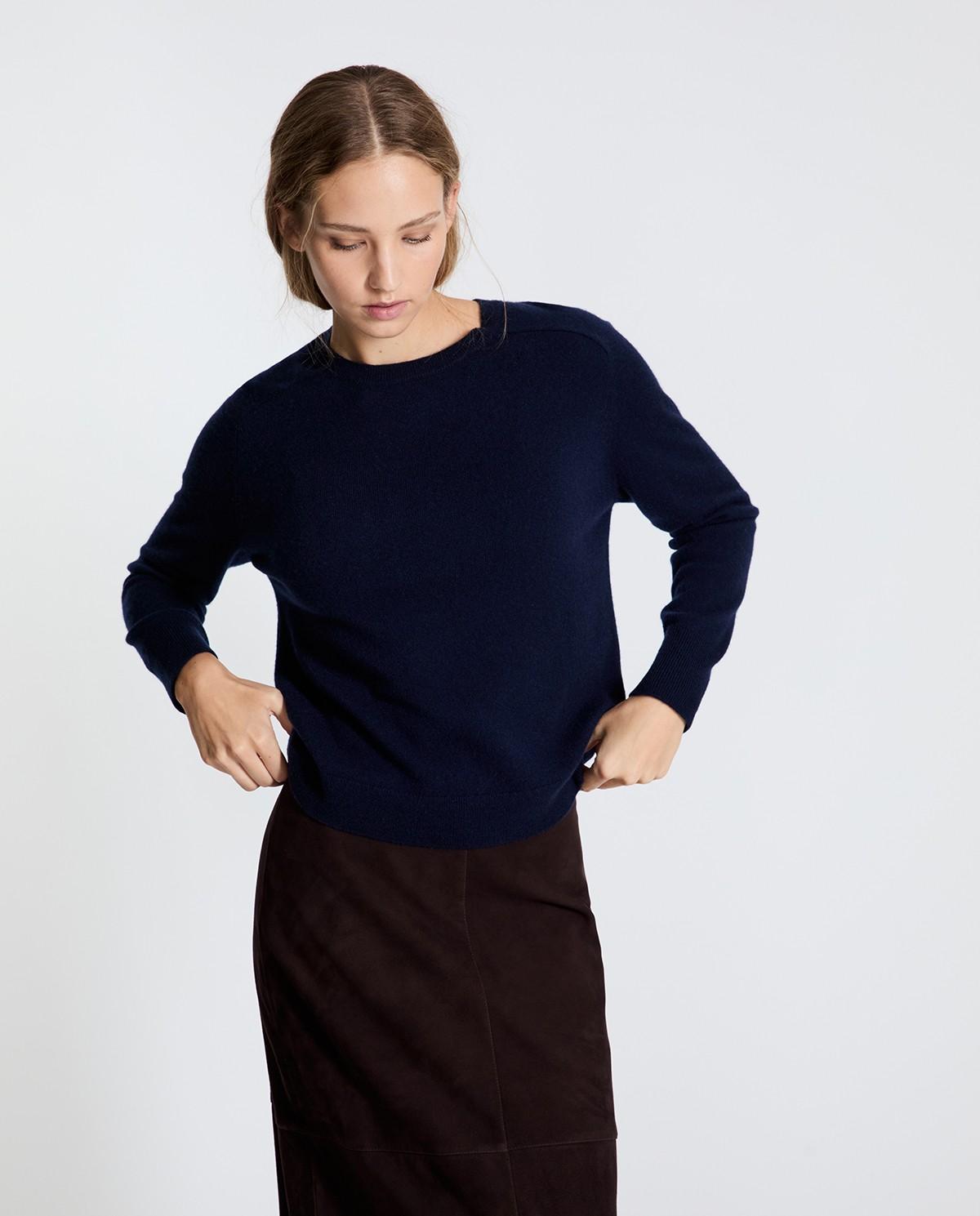 Imagen 1 de Jersey de punto liso de mujer 100% cashmere - Yerse - Azul oscuro Azul oscuro
