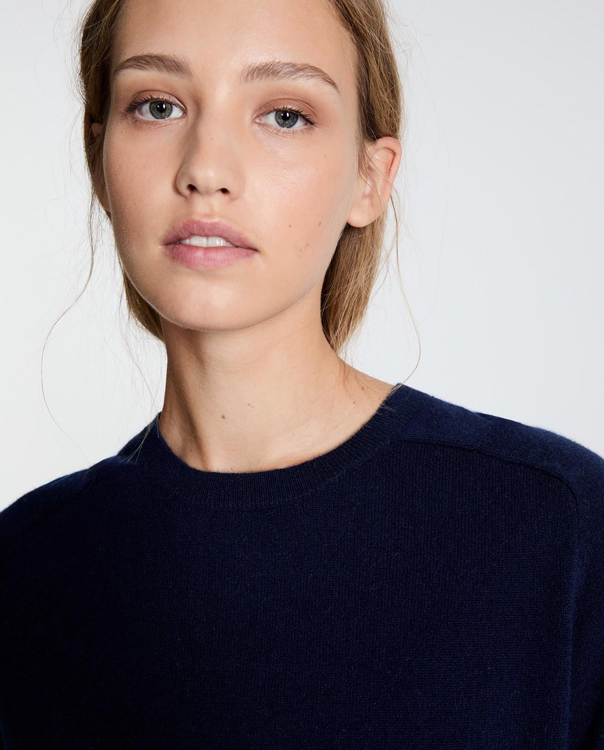 Imagen 2 de Jersey de punto liso de mujer 100% cashmere - Yerse - Azul oscuro Azul oscuro