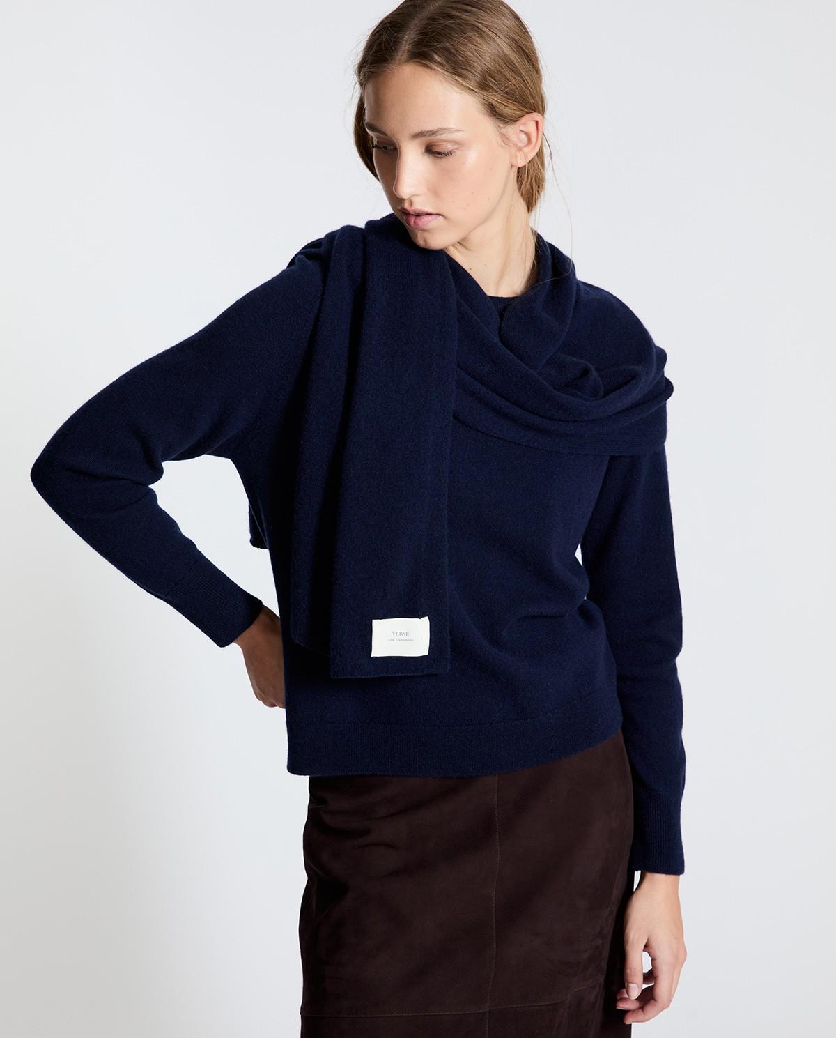 Imagen 4 de Jersey de punto liso de mujer 100% cashmere - Yerse - Azul oscuro Azul oscuro