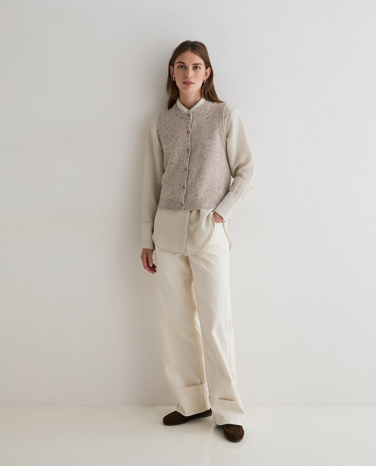 Chaleco de mujer de punto tweed en mezcla de lana - Yerse - Natural Natural-5