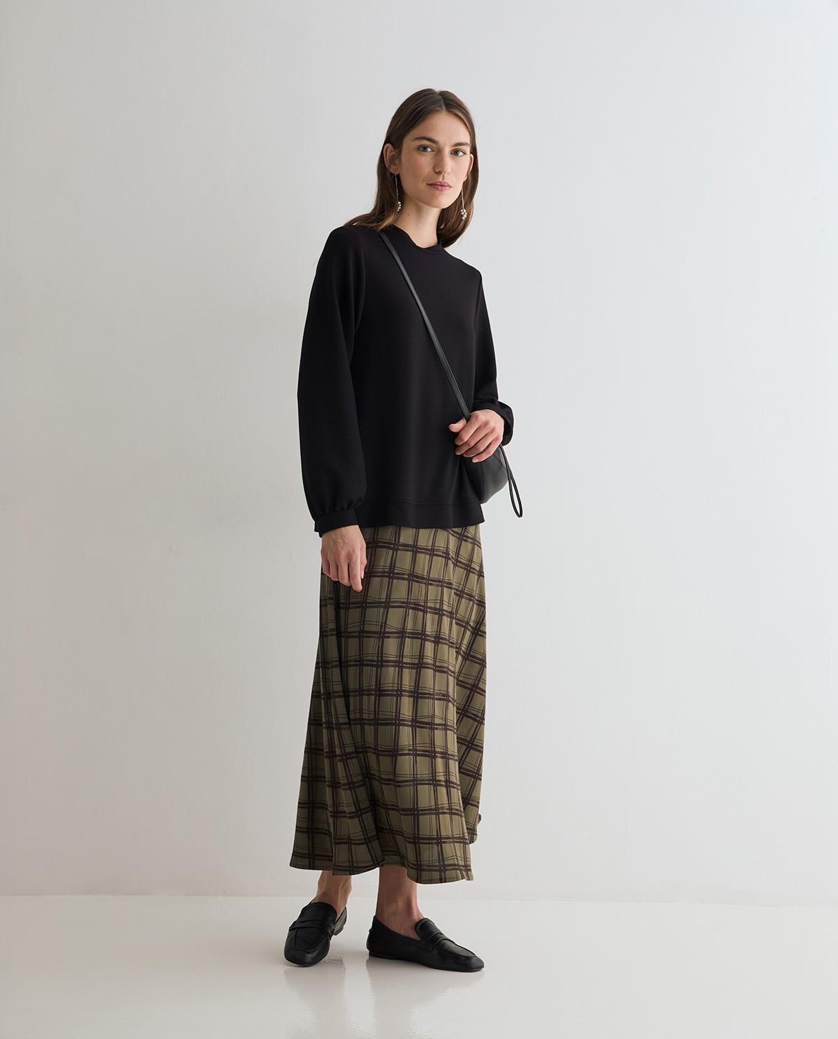 Vestido midi combinado silueta oversize - Yerse - Negro Negro-1