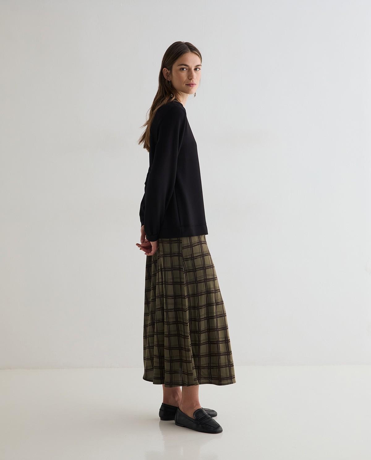 Vestido midi combinado silueta oversize - Yerse - Negro Negro-4