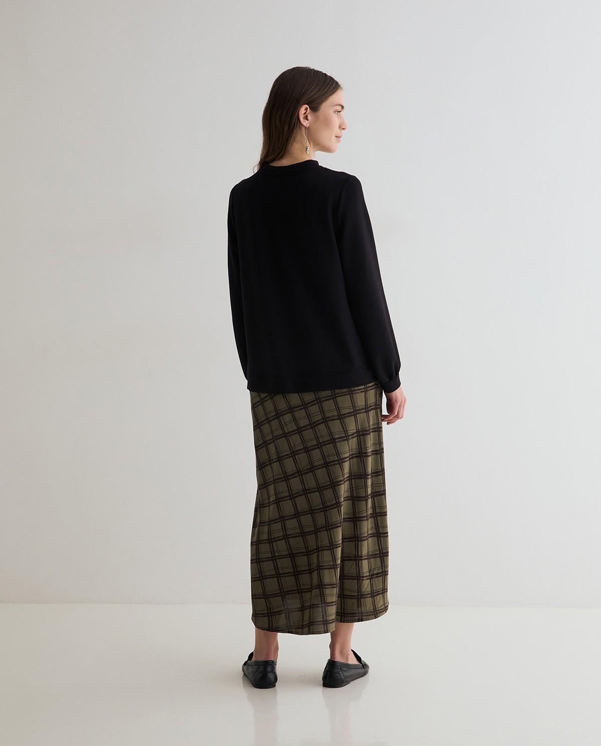 Vestido midi combinado silueta oversize - Yerse - Negro Negro-5