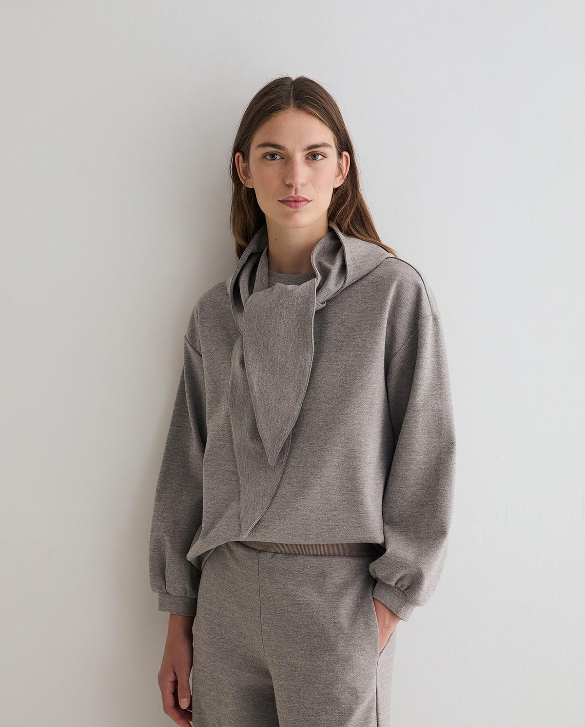 Sudadera de mujer con capucha extraíble - Yerse - Gris Gris-1