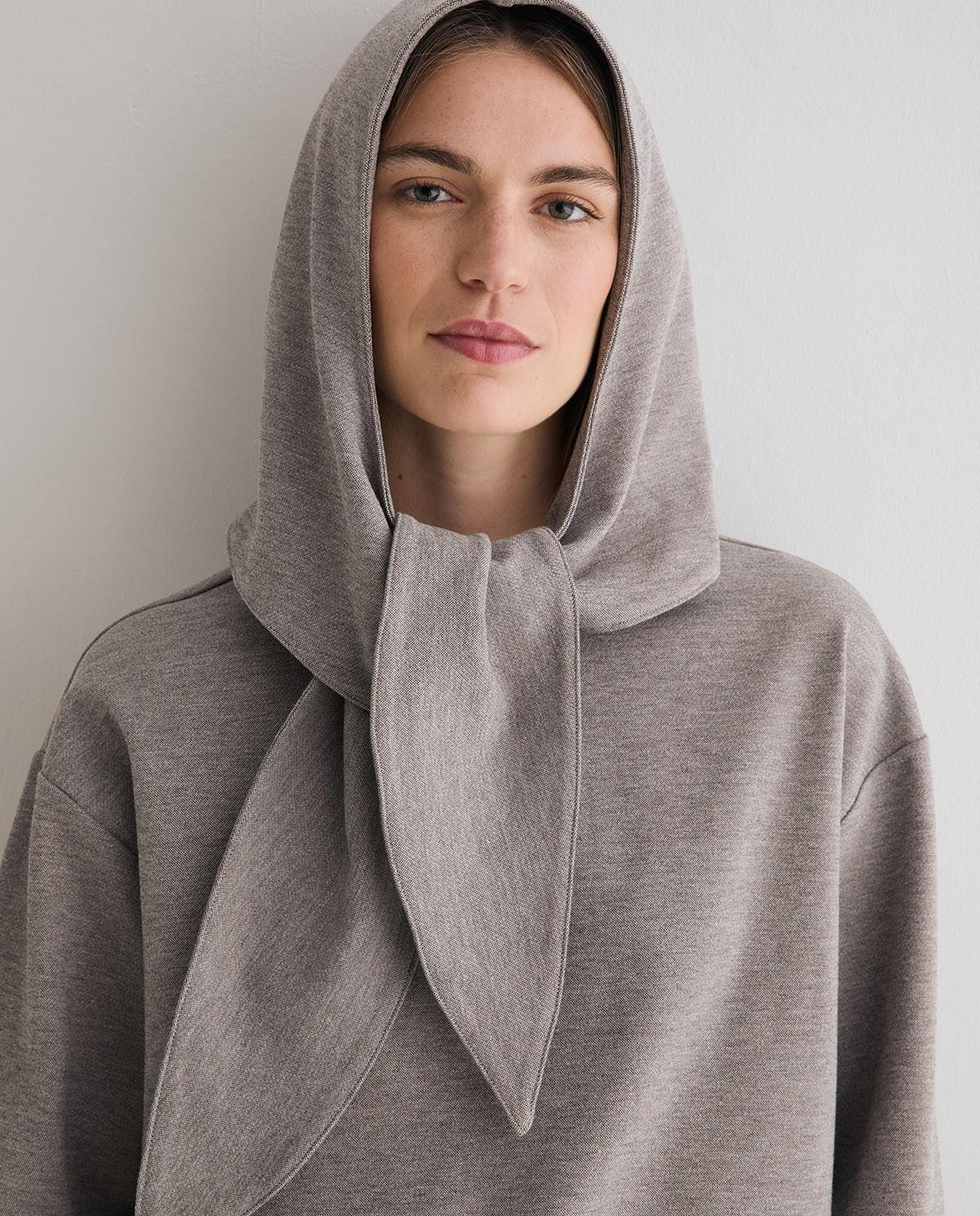 Sudadera de mujer con capucha extraíble - Yerse - Gris Gris-2